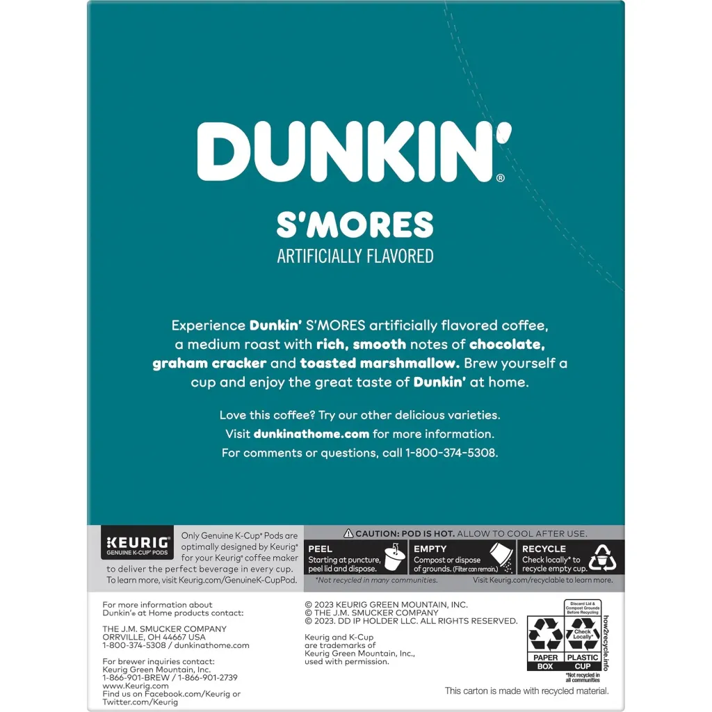 Dunkin'® S'mores Flavored Medium Roast - 22 Pods (231g) 3.webp