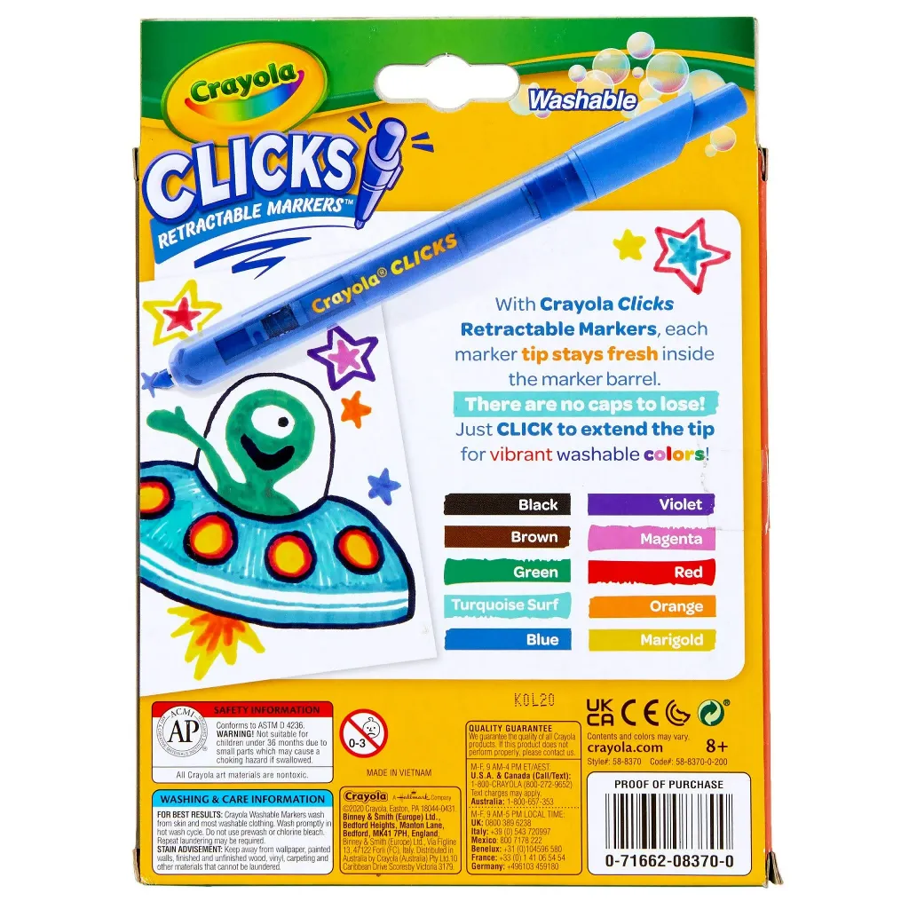 Crayola® Clicks Retractable Markers™ (10 Washable Markers) 5.webp