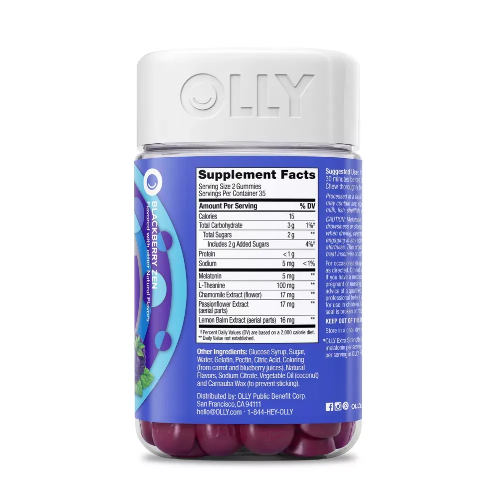 OLLY Extra Strength Sleep Gummies with 5mg Melatonin - Blackberry Zen - 70ct 5.webp