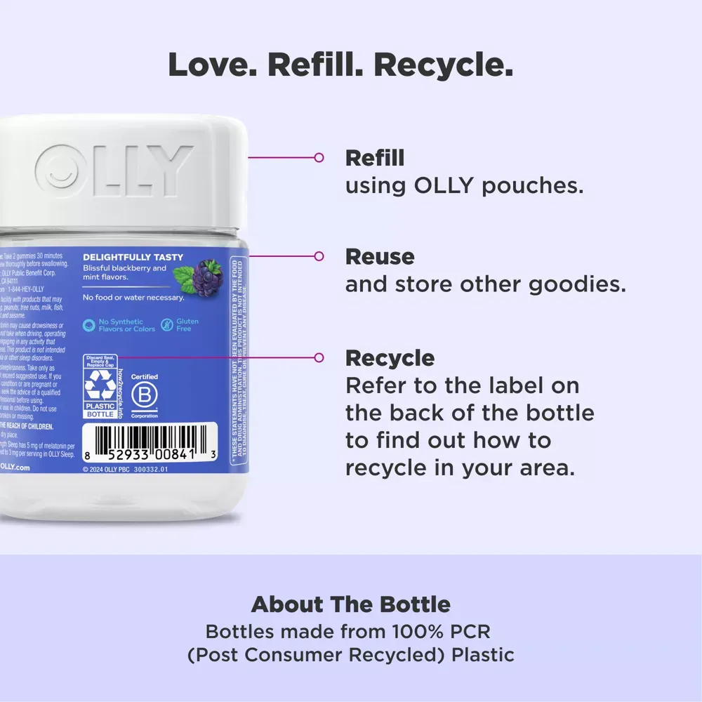 OLLY Extra Strength Sleep Gummies with 5mg Melatonin - Blackberry Zen - 70ct 4.webp