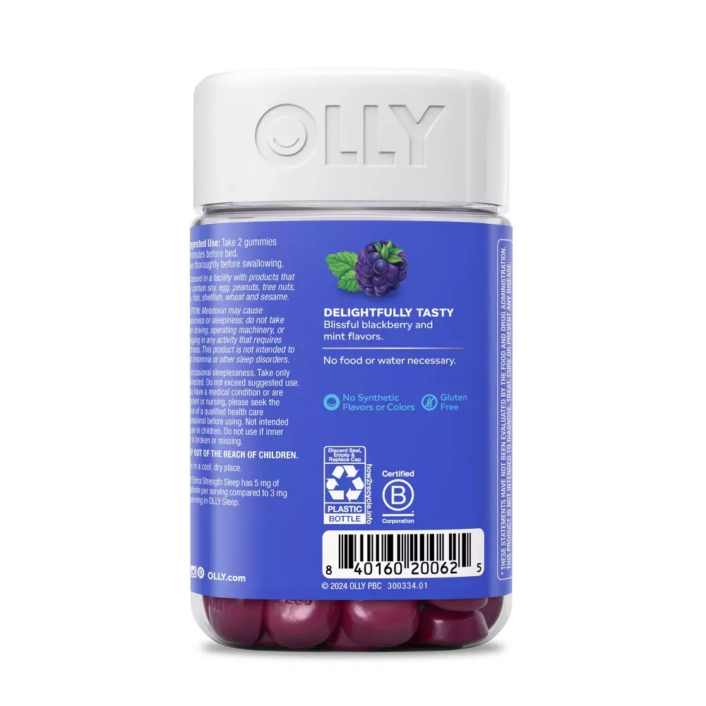 OLLY Extra Strength Sleep Gummies with 5mg Melatonin - Blackberry Zen - 70ct 7.webp