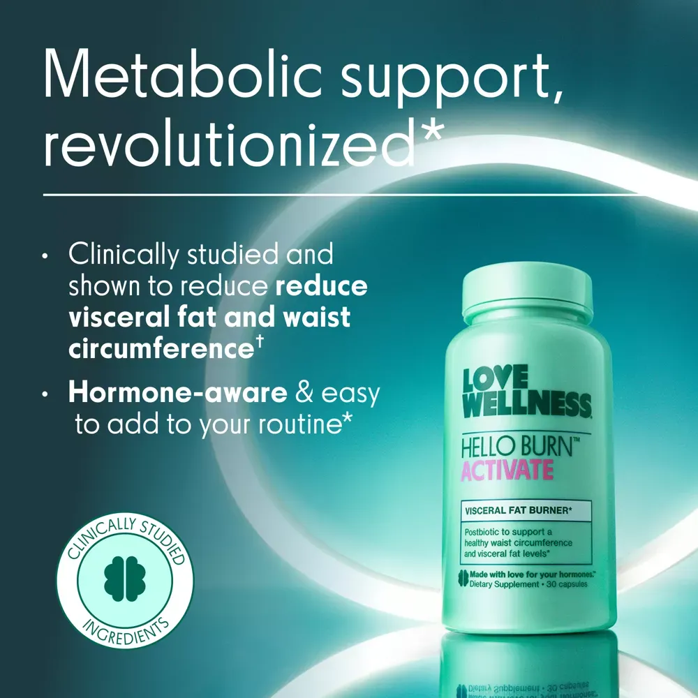 Love Wellness Hello Burn Activate Visceral Fat Burner Vegan Dietary Supplements - 30ct 2.webp