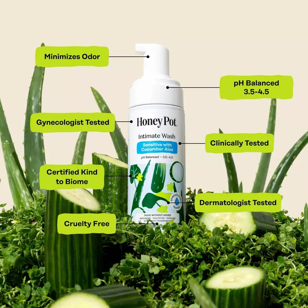 The Honey Pot Company Intimate Wash - Sensitive with Cucumber Aloe - 5.51 fl oz 4.webp