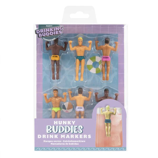 [GMS-00030] Hunky Buddies - Drink Markers (Set of 6)