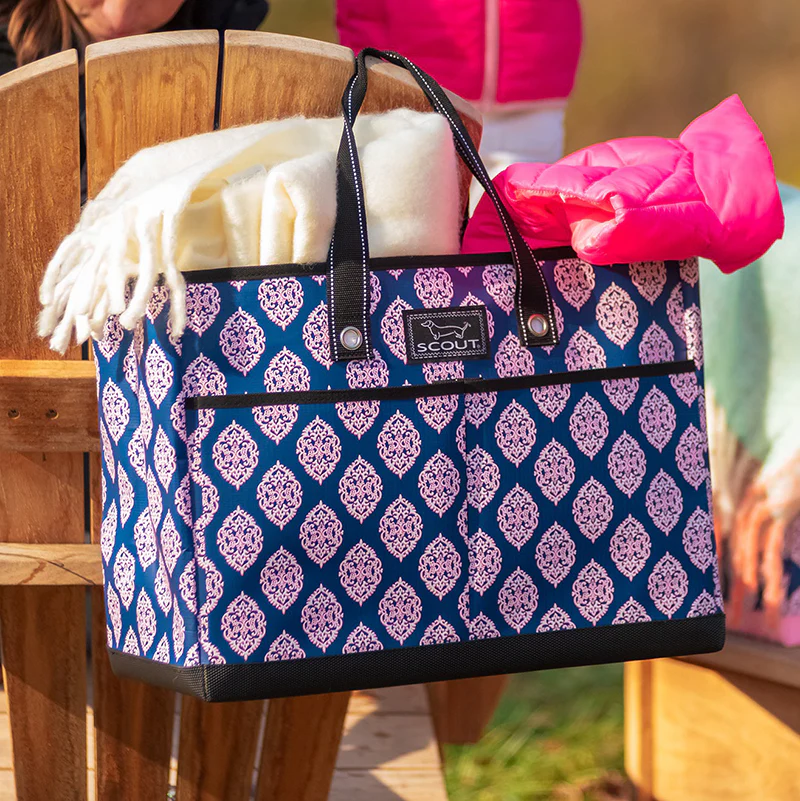 [LST-00012] Scout: The BJ Bag Pocket Tote Bag - Rombus Blue Pink ( 18.5 W X 14 H X 8.5 D )