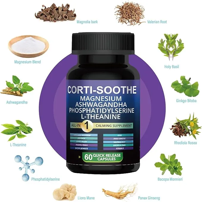 [NS-00030] Oyaba: Corti Soothe - Magnesium Ashawanda L Theanine ( 60 Veggie Capsules )