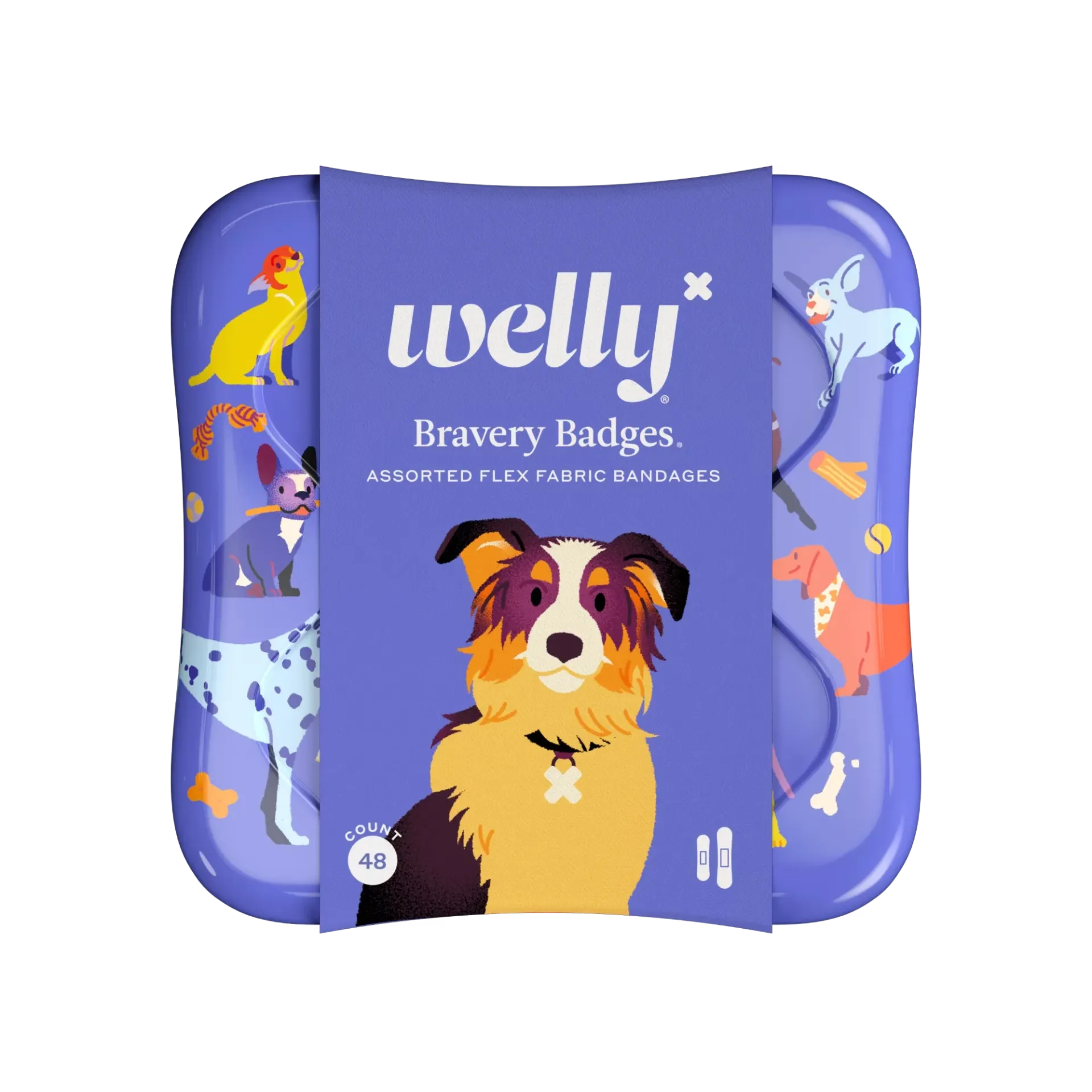 [FAD-00003] Welly Flex Fabric Bandages Dog Pattern 48 Count Assorted
