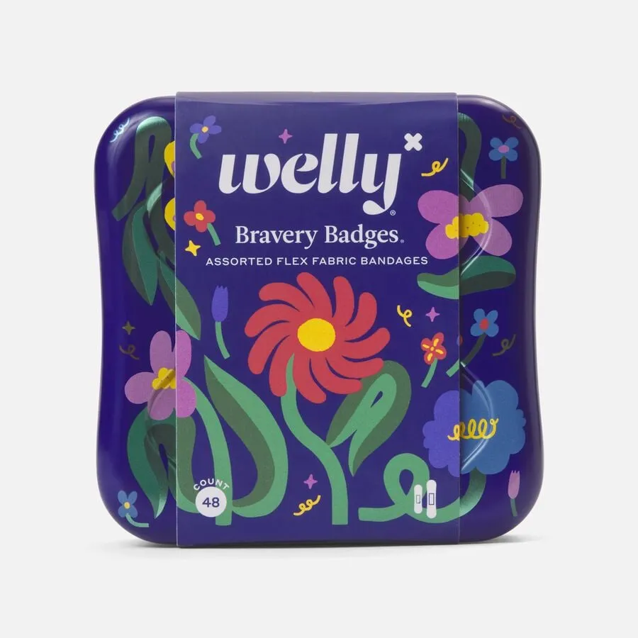 [FAD-00004] Welly Flex Fabric Bandages Flower Pattern 48 Count Assorted